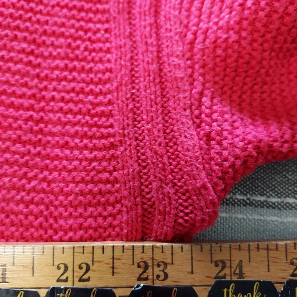 Old Navy Womens Red Garter Stitch Sweater 3/4‎ Sleeve Coastal Preppy Casual